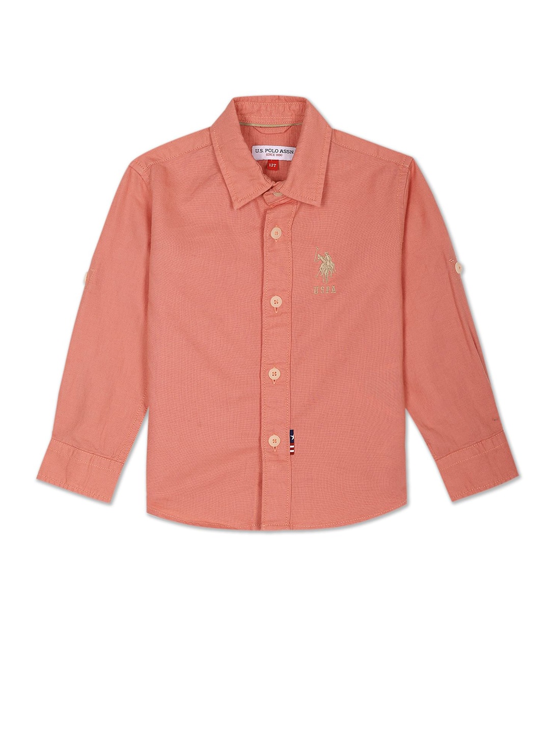 

U.S. Polo Assn. Kids Boys Spread Collar Casual Shirt, Orange