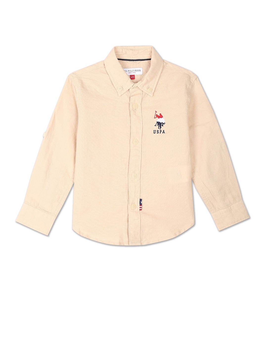 

U.S. Polo Assn. Kids Boys Casual Cotton Linen Shirt, Beige