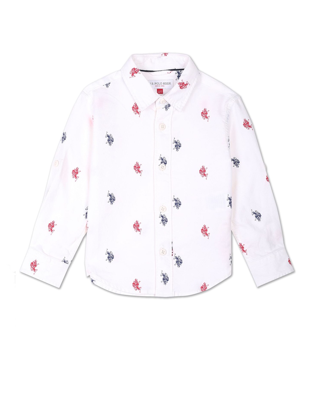 

U.S. Polo Assn. Kids Boys Brand Logo Printed Pure Cotton Casual Shirt, White