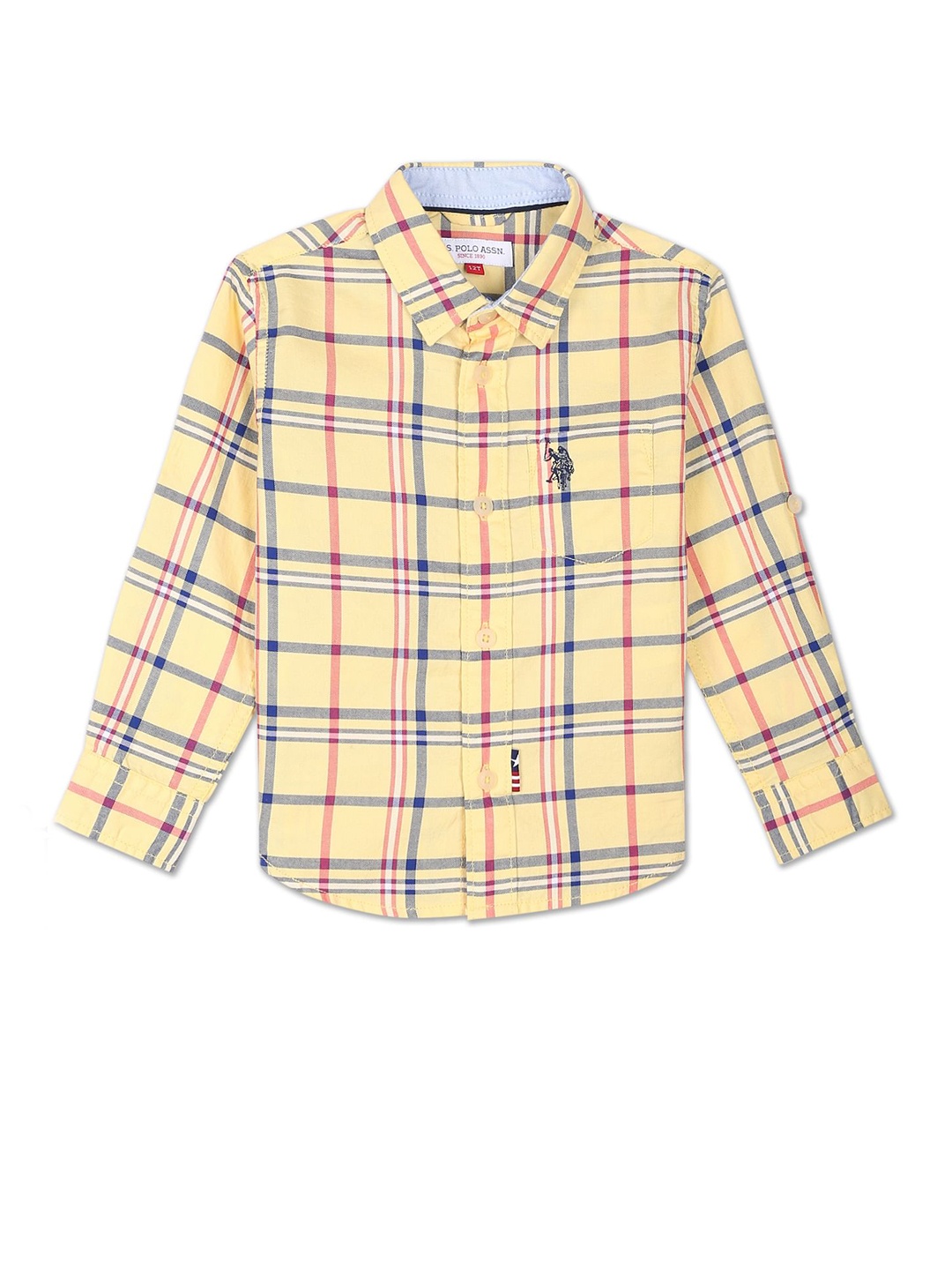

U.S. Polo Assn. Kids Boys Tartan Checks Pure Cotton Casual Shirt, Yellow