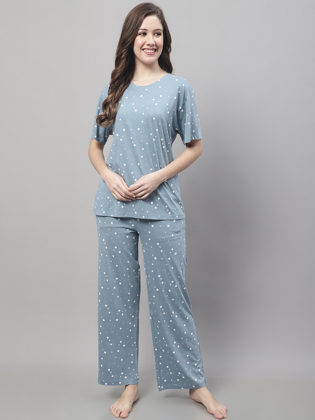 

Kanvin Conversational Printed Night Suit, Blue