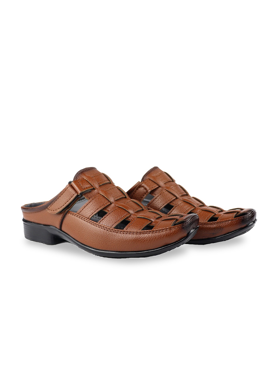 

HikBi Men Lightweight Leather Fisherman Sandals, Tan