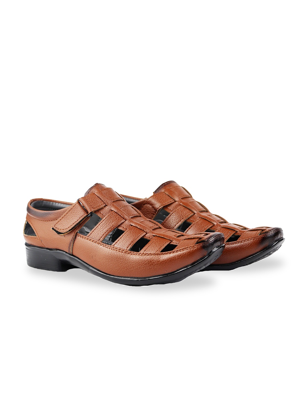 

HikBi Men Lightweight Leather Fisherman Sandals, Tan