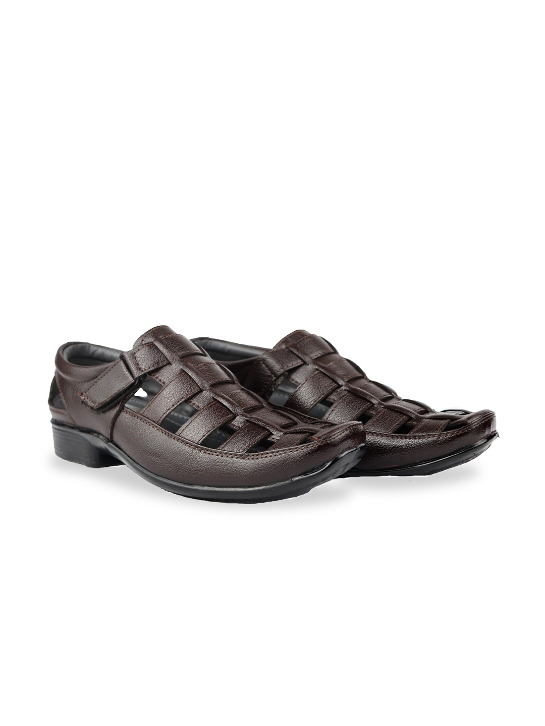 

HikBi Men Lightweight Leather Fisherman Sandals, Brown