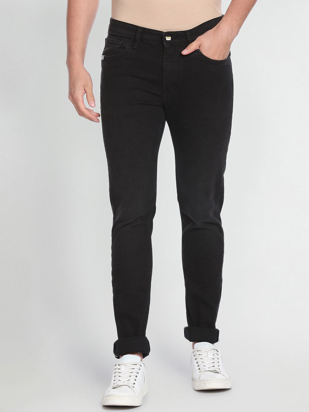 

Arrow Sport Men Mid-Rise Slim Fit Cuffed Hem Stretchable Jeans, Black