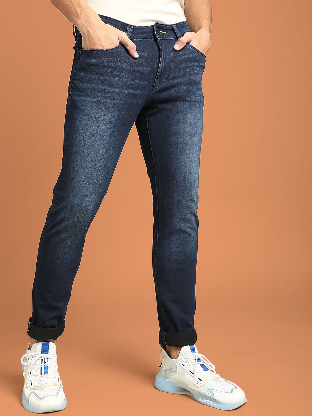 

Flying Machine Jackson Skinny Fit Low Rise F-Lite Jeans, Navy blue