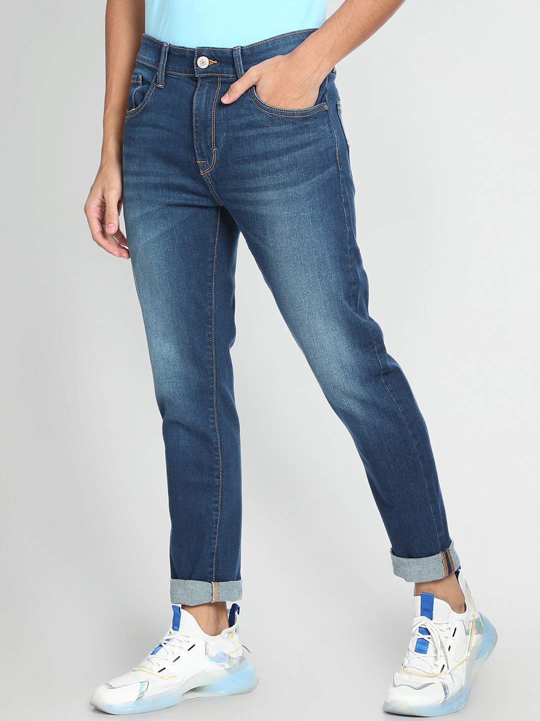 

Flying Machine Stone Wash Slim Tapered Fit Classic Vintage Jeans, Blue