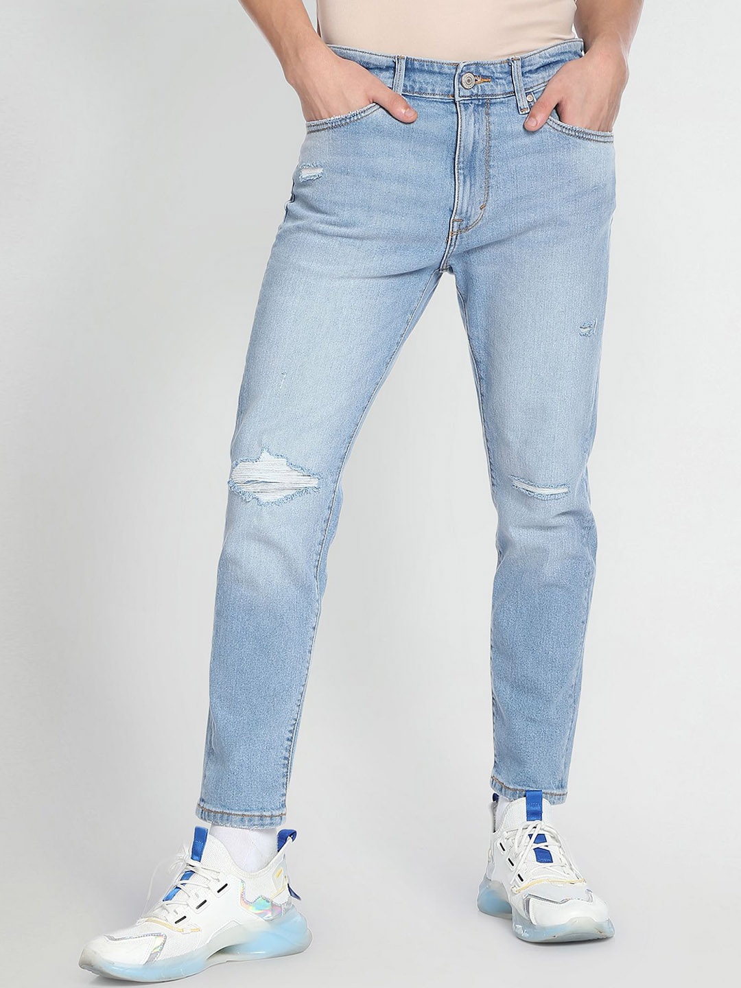 

Flying Machine Mankle Slim Fit Whiskered Classic Vintage Jeans, Blue