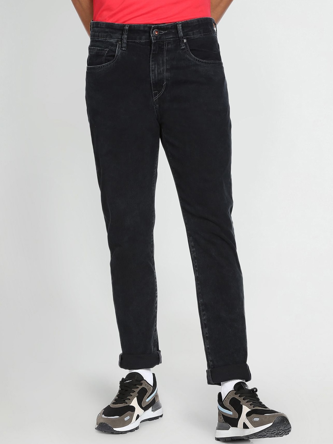 

Flying Machine Slash Slim Tapered Fit Rinsed Authentic Signature Jeans, Black