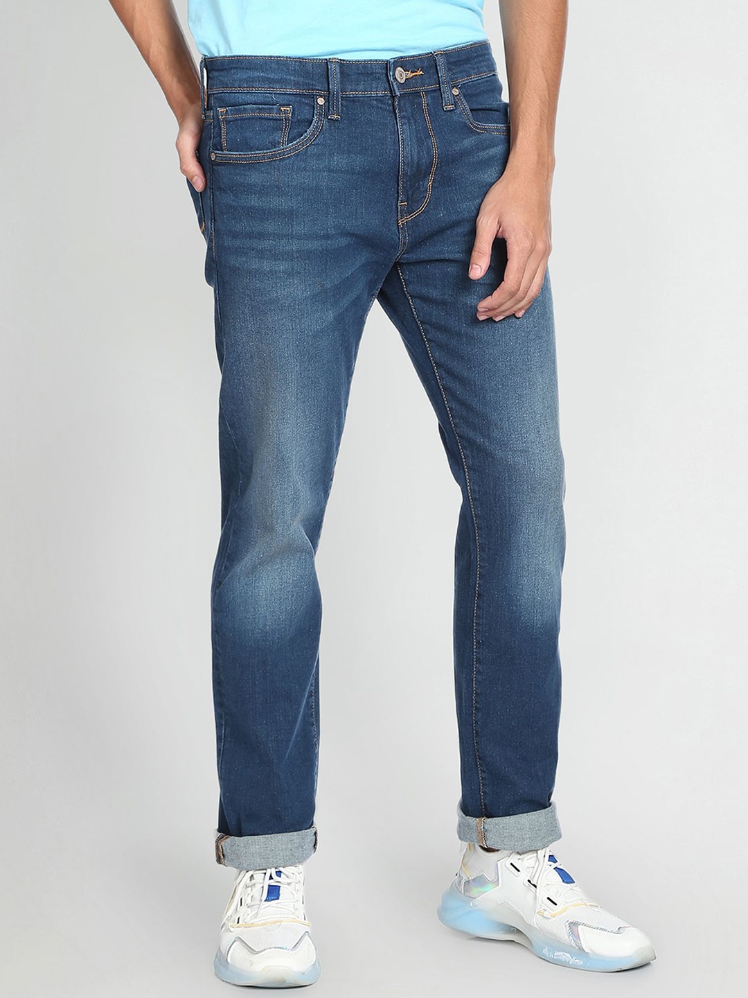 

Flying Machine Stone Wash Straight Fit Classic Vintage Jeans, Blue