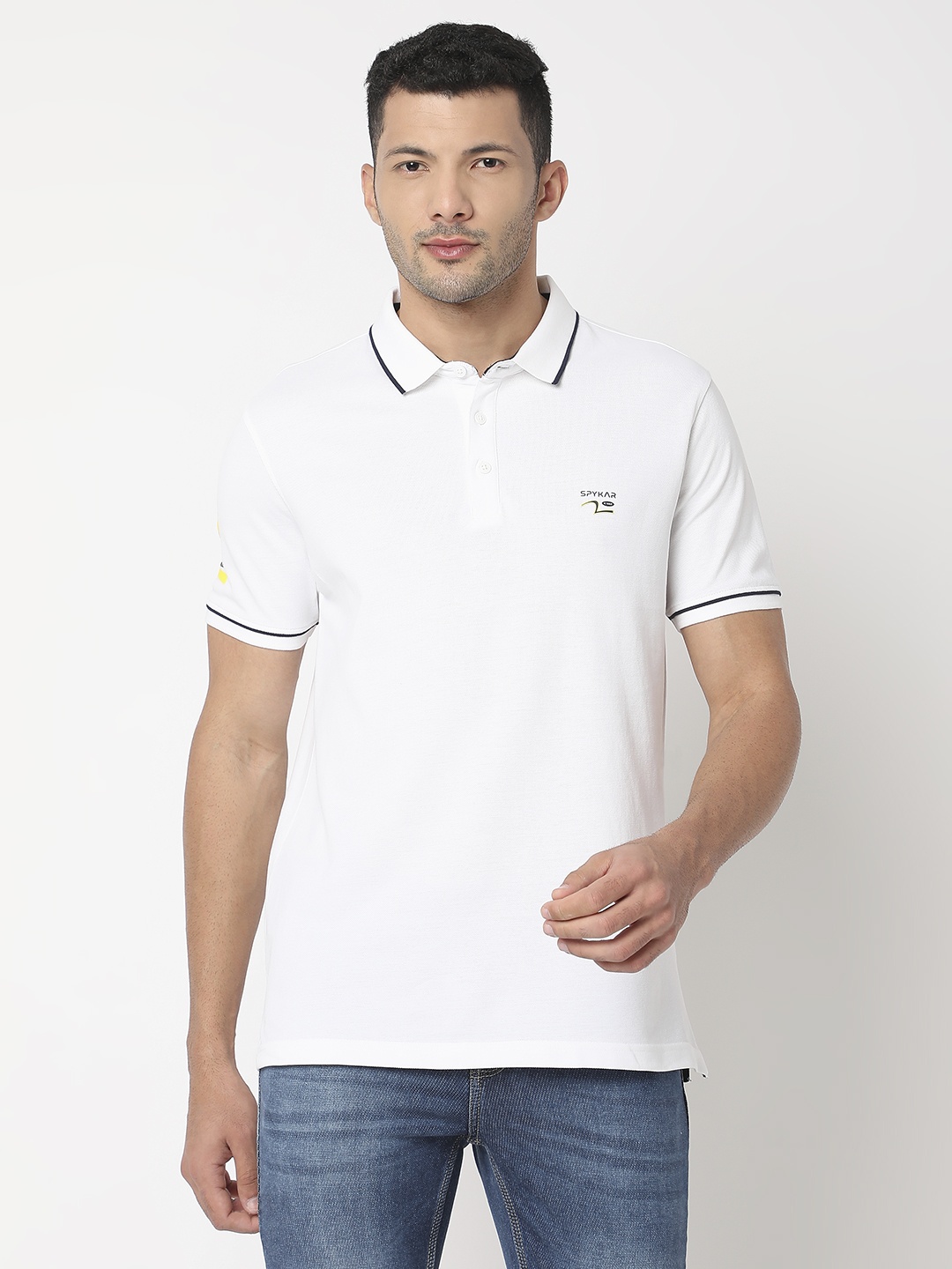 

SPYKAR Polo Collar Slim Fit Pure Cotton T-shirt, White