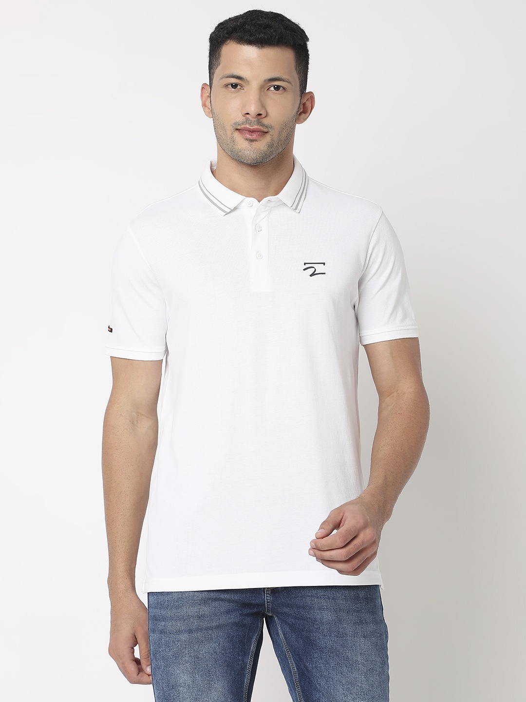 

SPYKAR Polo Collar Slim Fit Pure Cotton T-shirt, White