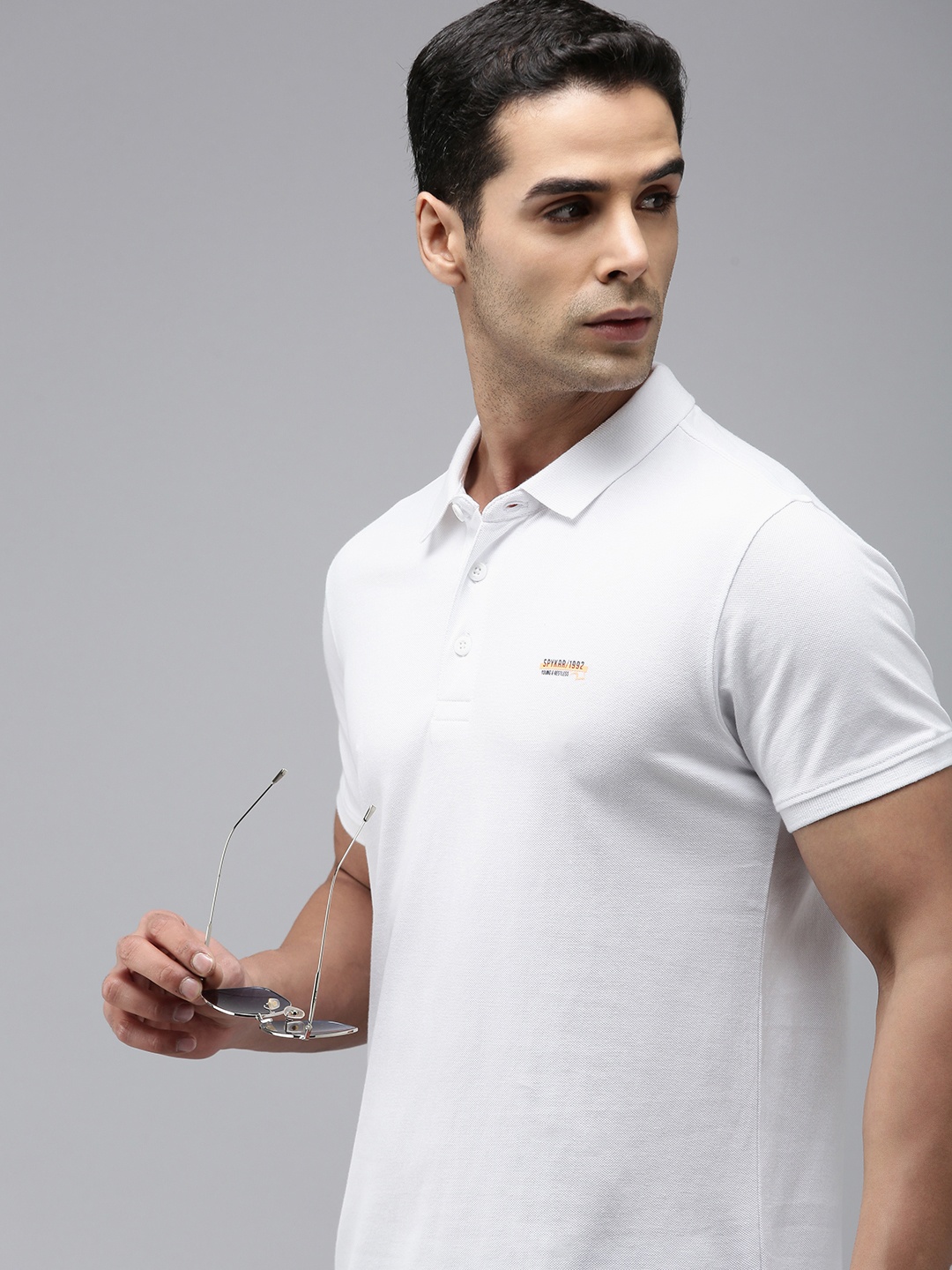 

SPYKAR Men Pure Cotton Polo Collar Slim Fit T-shirt, White