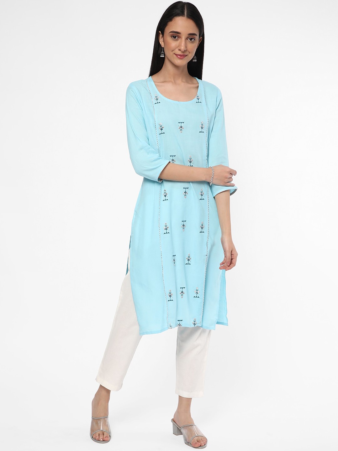 

R&B Ethnic Motifs Embroidered Gotta Patti Kurta, Blue