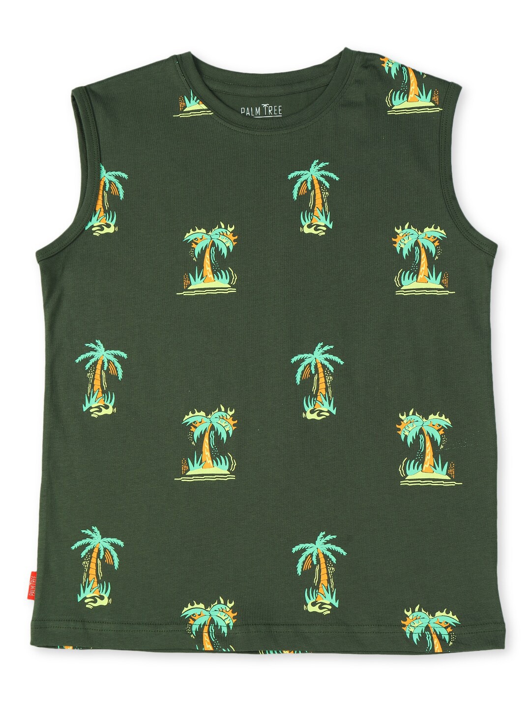 

Palm Tree Infant Boys Conversational Printed Cotton T-shirt, Olive