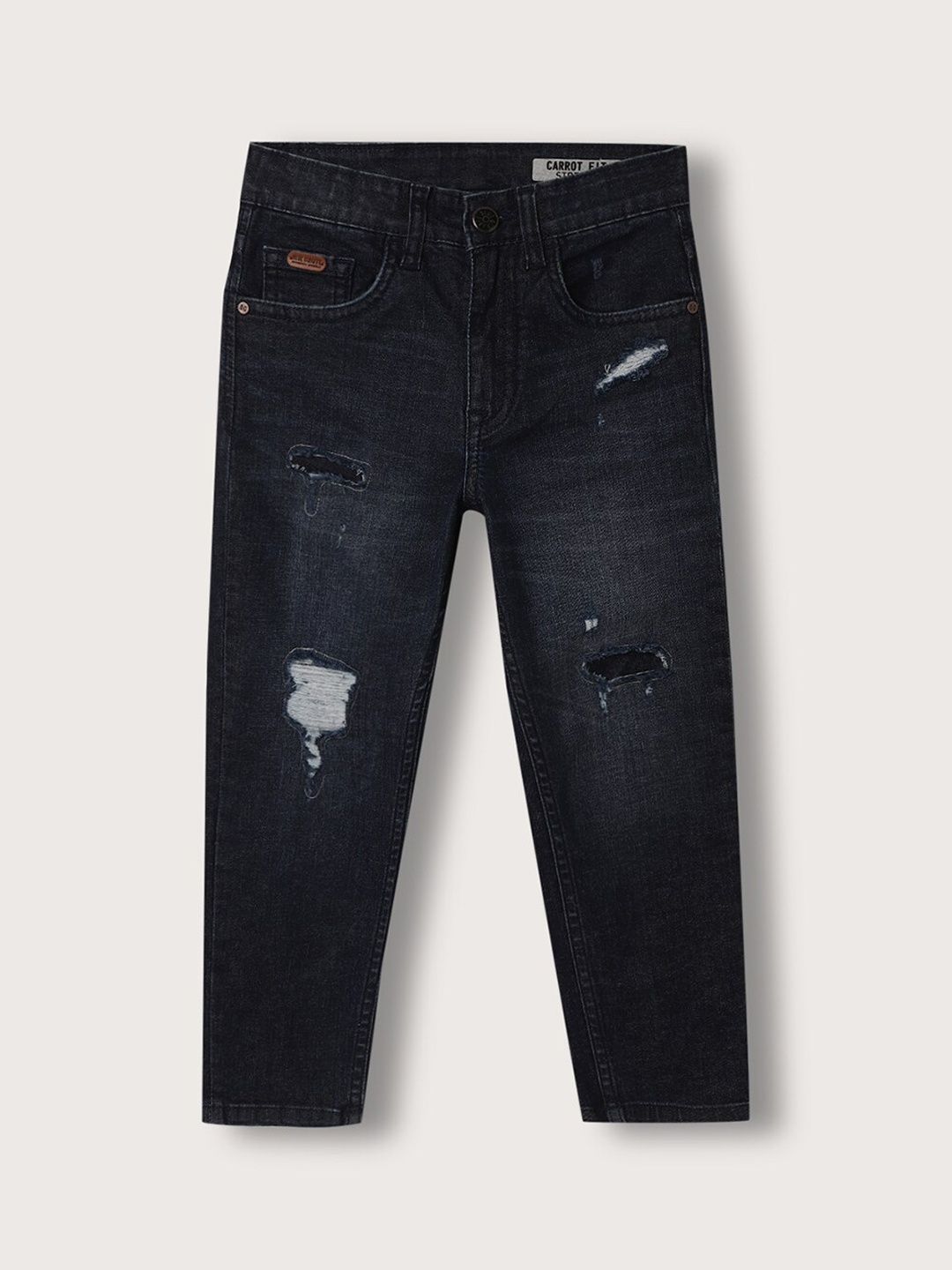 

Blue Giraffe Boys Carrot Mildly Distressed Ripped Jeans, Navy blue