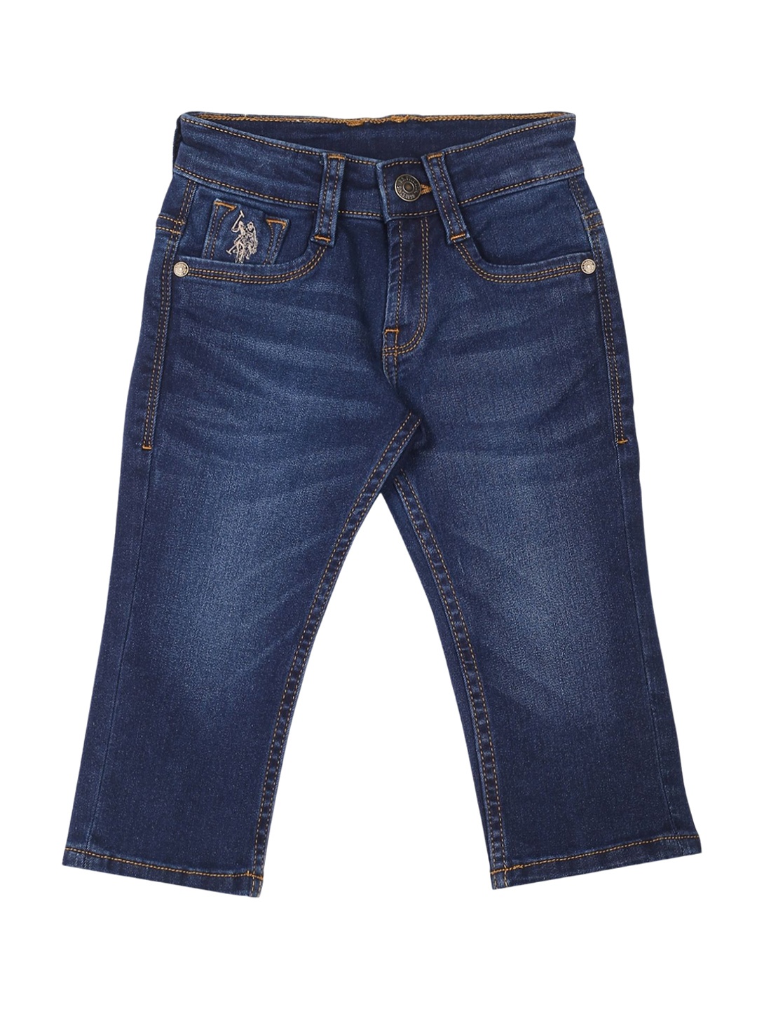 

U.S. Polo Assn. Kids Boys Regular Fit Heavy Fade Mid-Rise Jeans, Navy blue