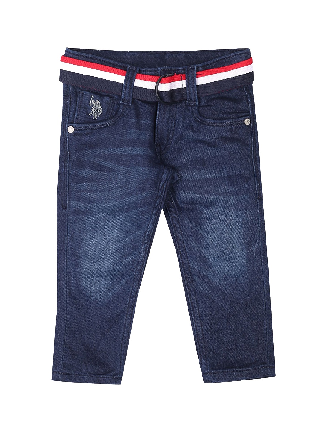 

U.S. Polo Assn. Kids Boys Slim Fit Mid-Rise Light Fade Jeans, Navy blue