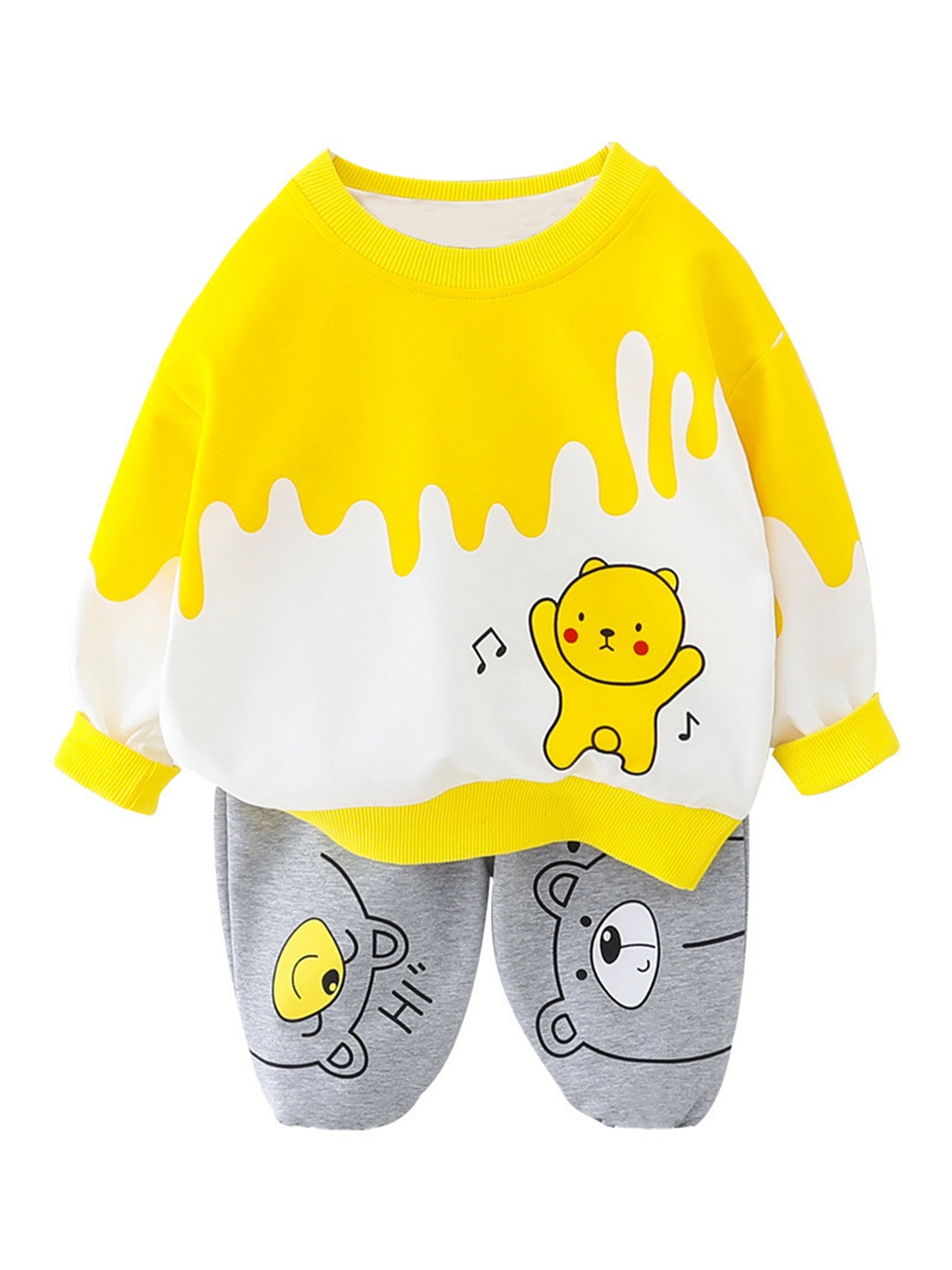 

Googo Gaaga Boys Printed Pure Cotton Sweatshirt With Joggers, Yellow