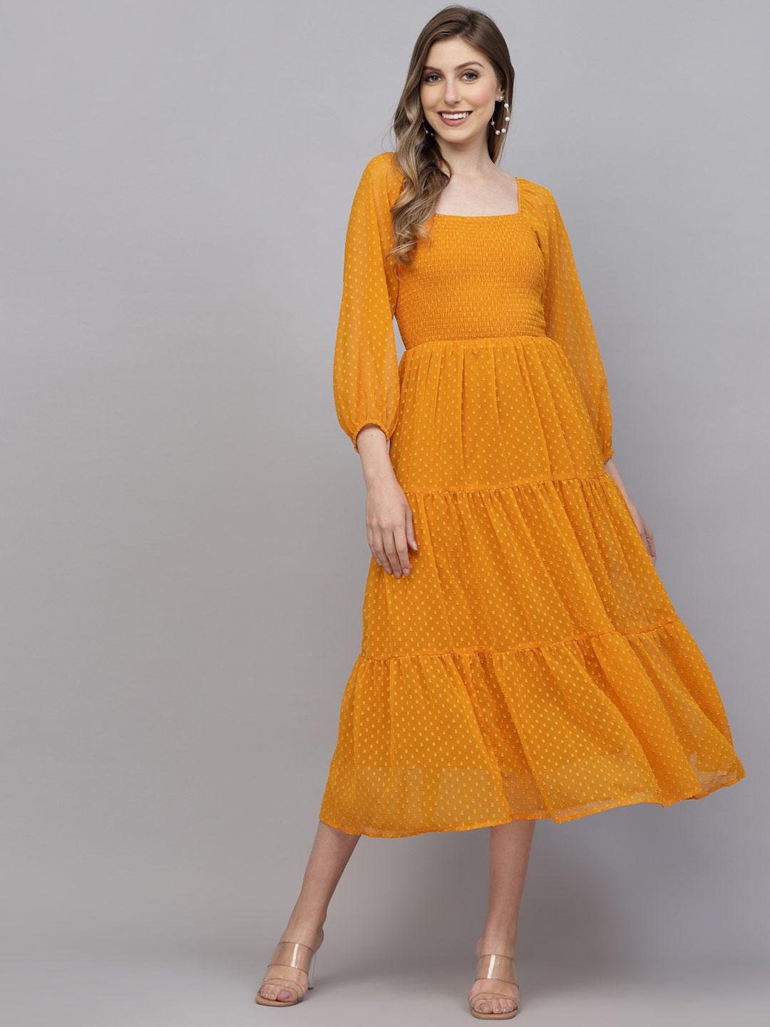 

aayu Georgette Midi Dress, Mustard