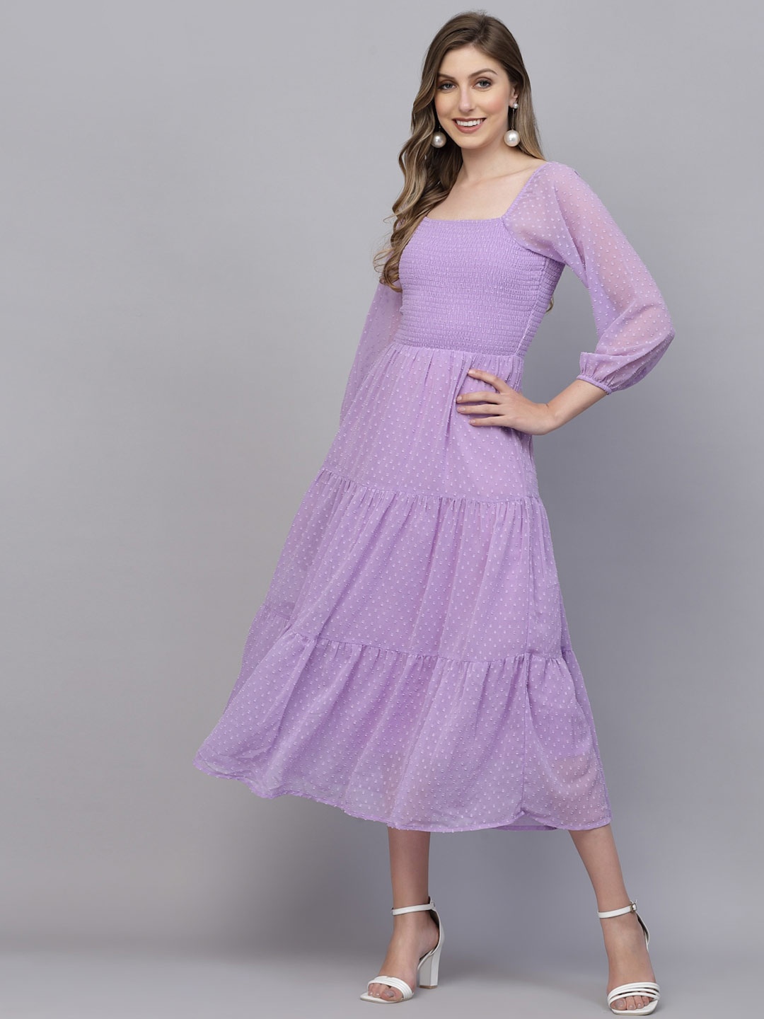 

aayu Georgette A-Line Midi Dress, Purple