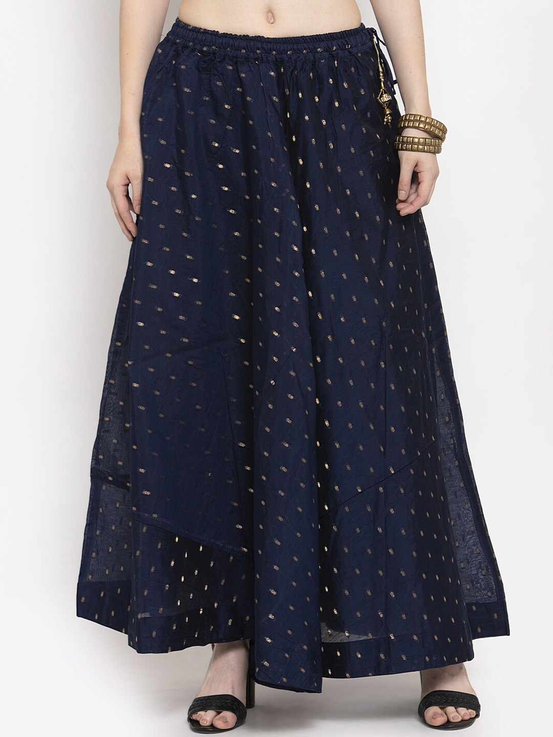 

Clora Creation Printed Flared Maxi Skirt, Navy blue