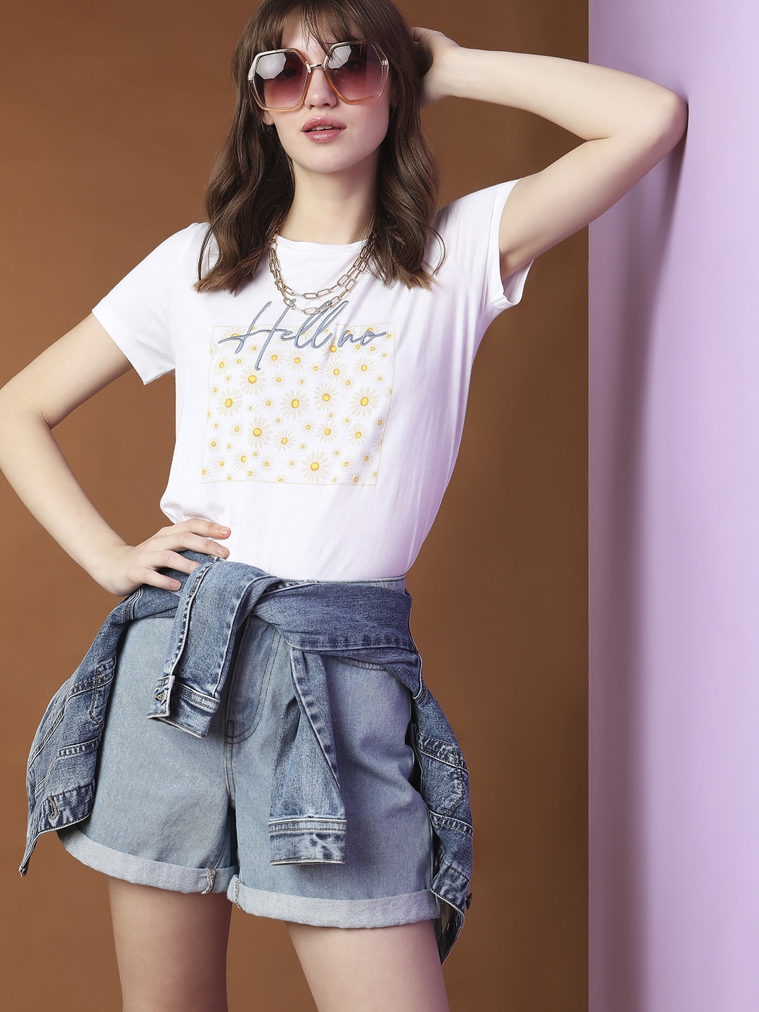 

Vero Moda Typography Printed Cotton T-shirt, White