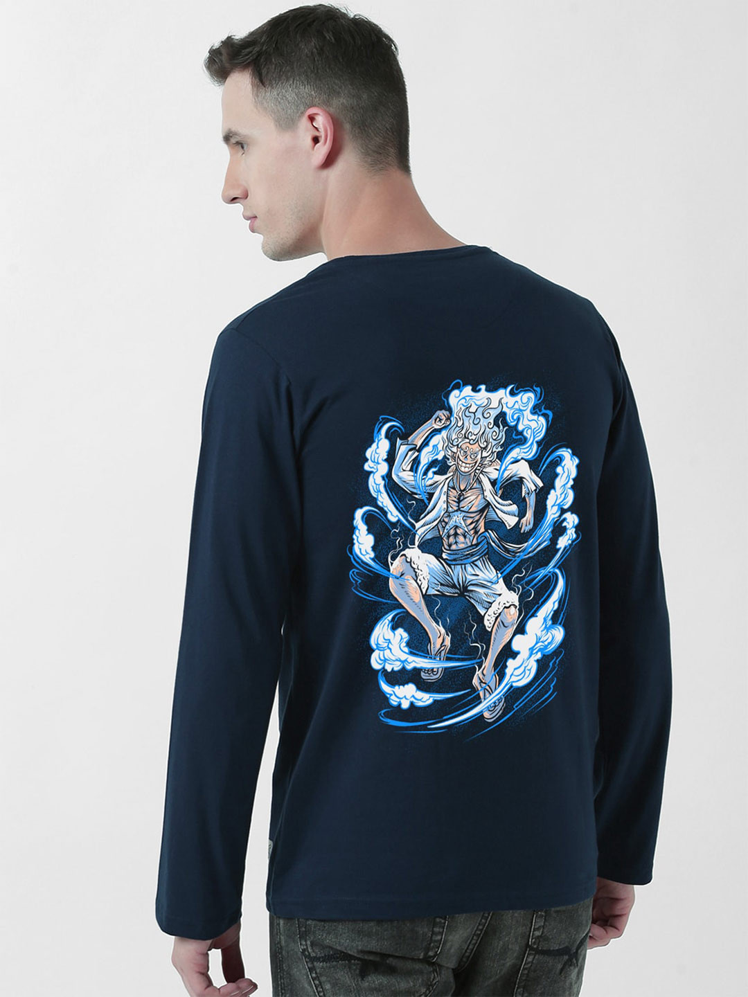

COMICSENSE Men Anime Printed One Piece Cotton Full Sleeve Tshirt, Navy blue
