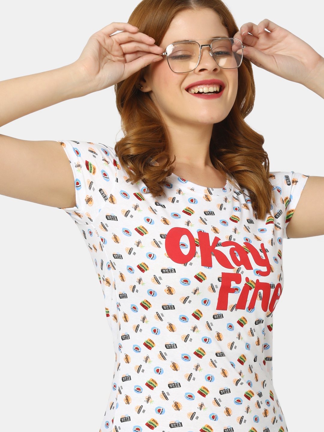 

V-Mart Round Neck Typography Printed T-shirt, White