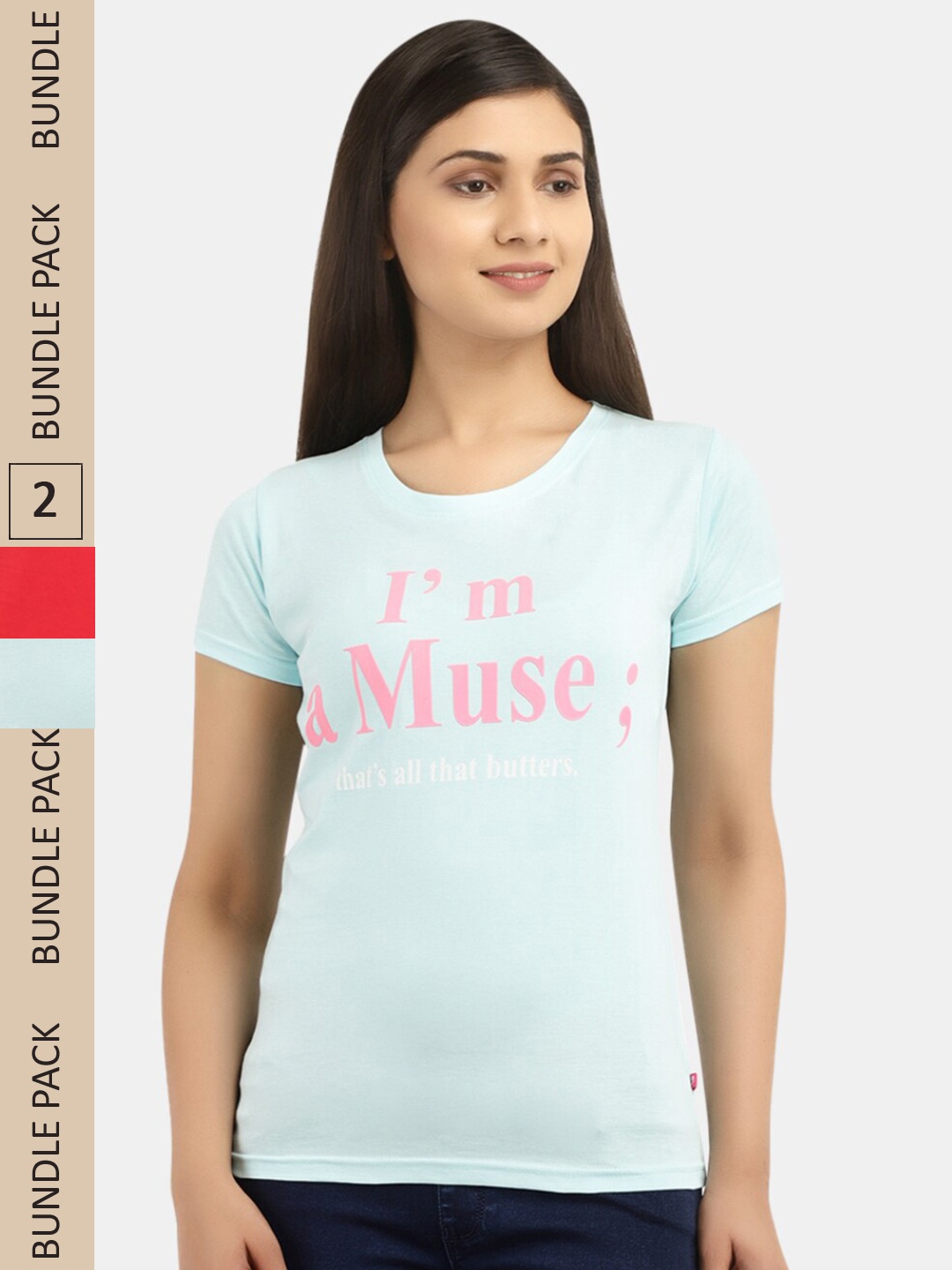 

V-Mart Pack Of 2 Typography Printed Cotton T-shirt, Sea green