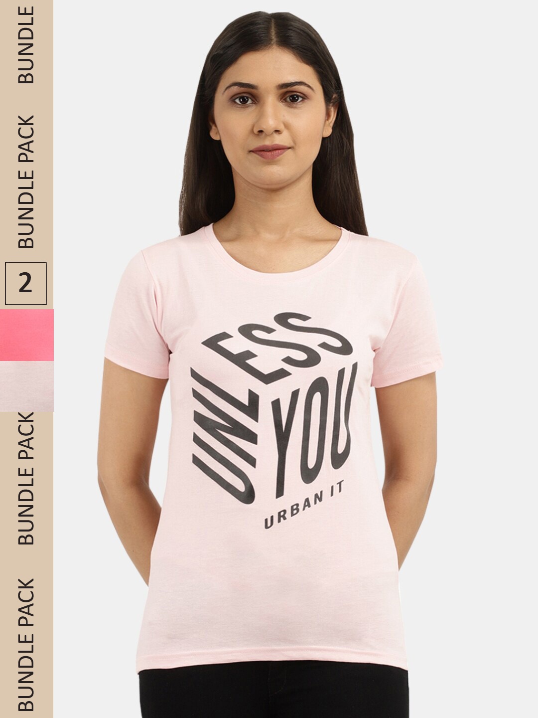 

V-Mart Typography Printed Cotton T-shirt, Pink