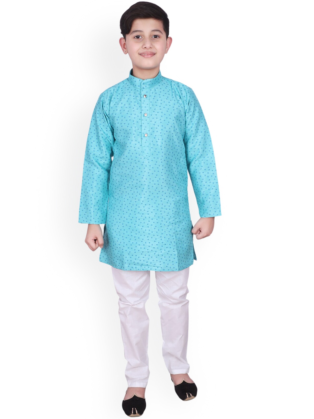 

Pro-Ethic STYLE DEVELOPER Boys Mandarin Collar Kurta With Pyjamas, Turquoise blue