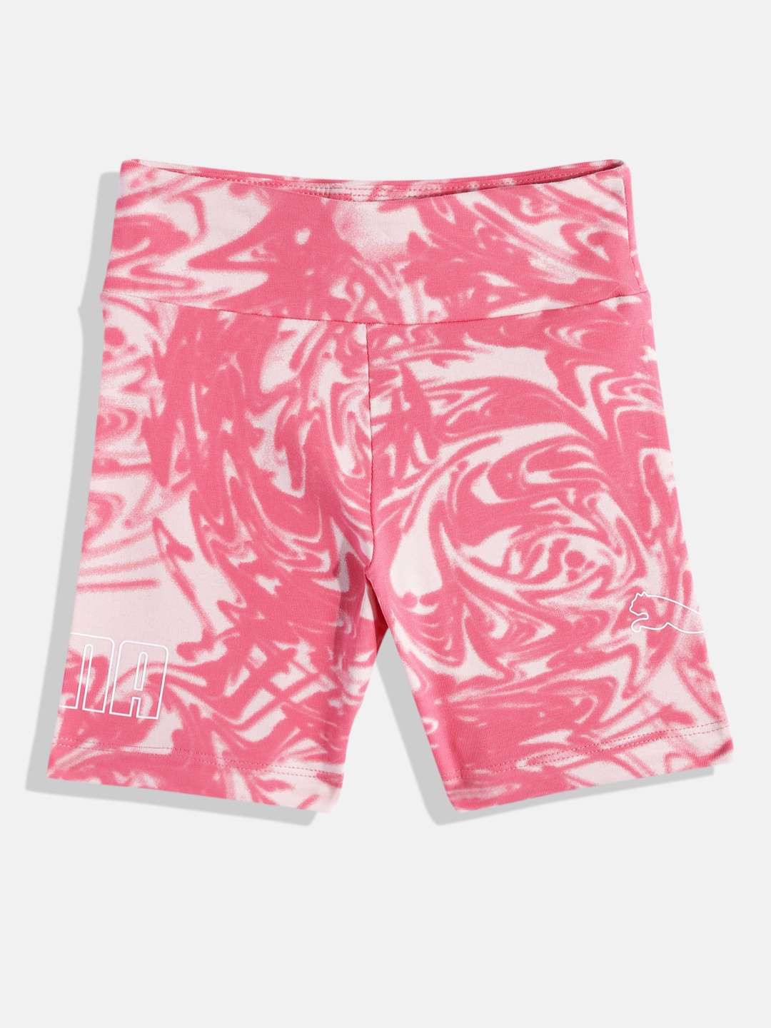 

Puma Girls Printed Slim Fit High-Rise Sports Shorts, Pink