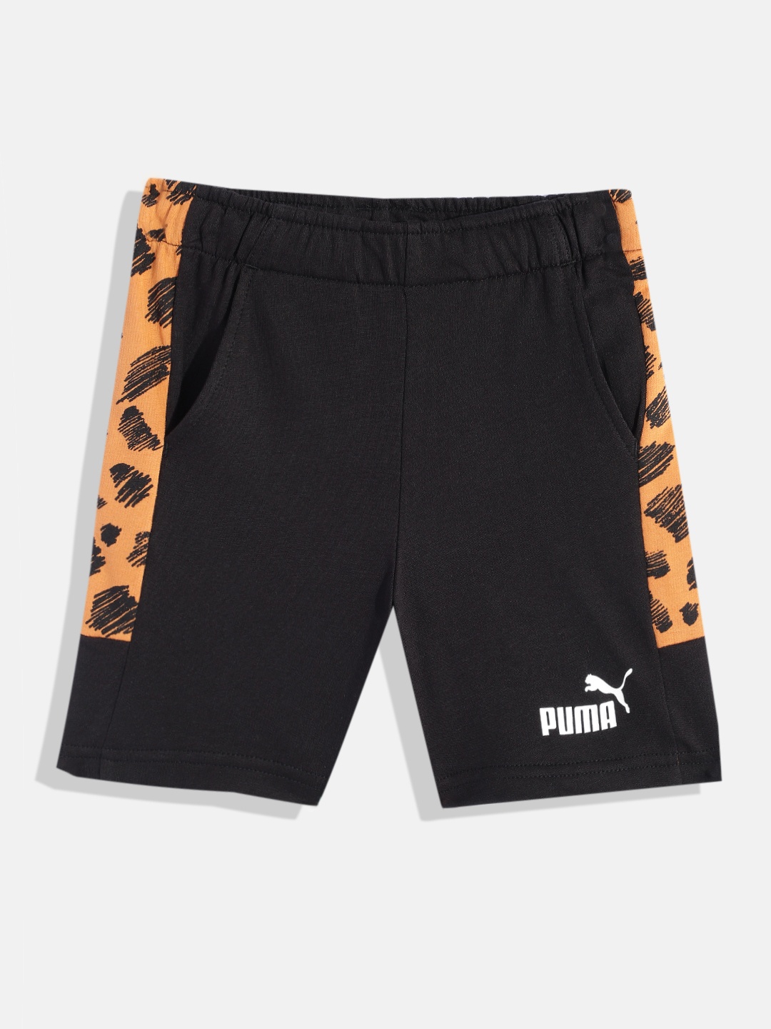 

Puma Kids Essential+ MATES Printed Regular Fit Pure Cotton High-Rise Shorts, Black