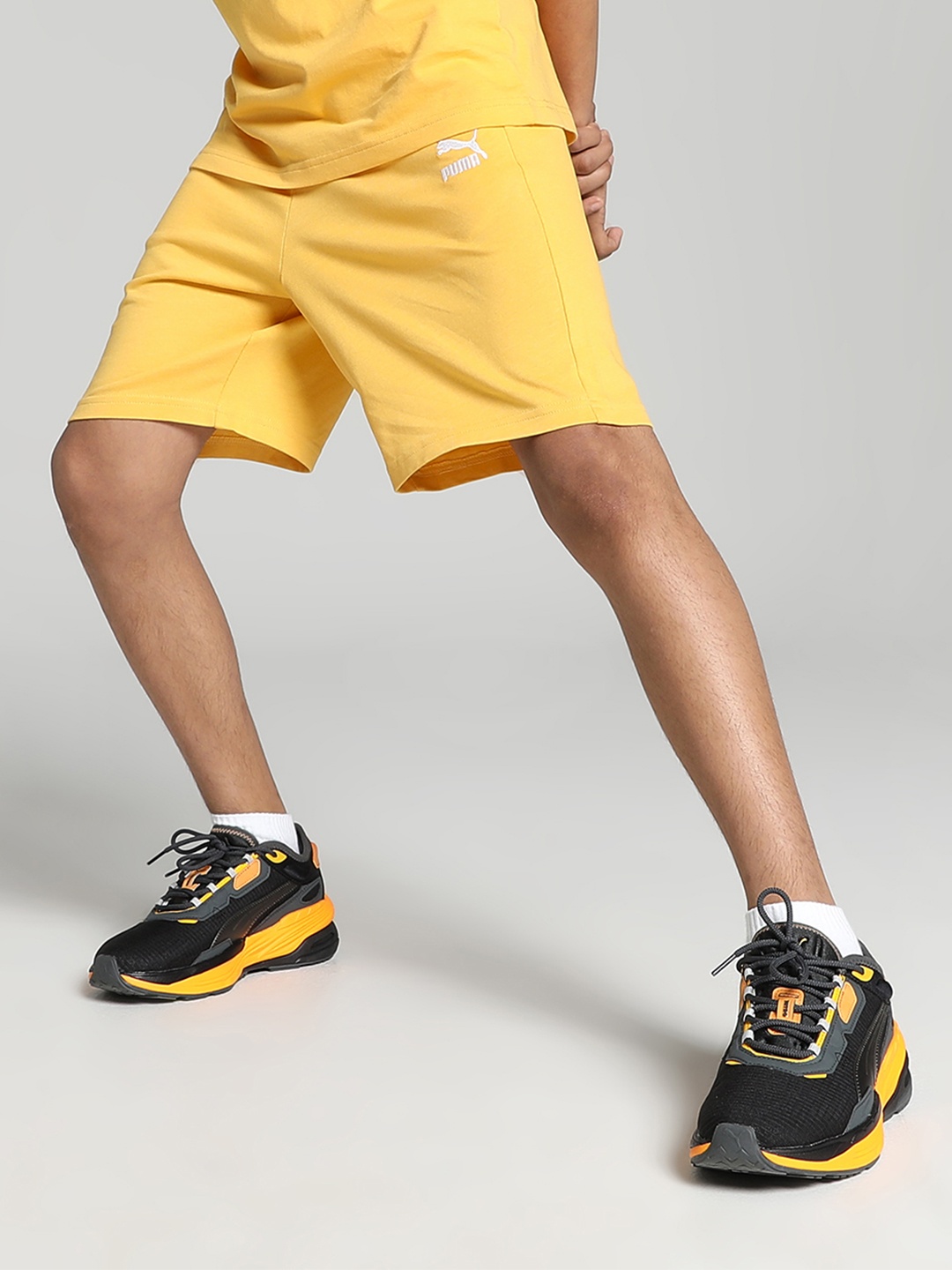 

Puma Boys Super Puma Printed Pure Cotton Regular Fit Shorts, Yellow