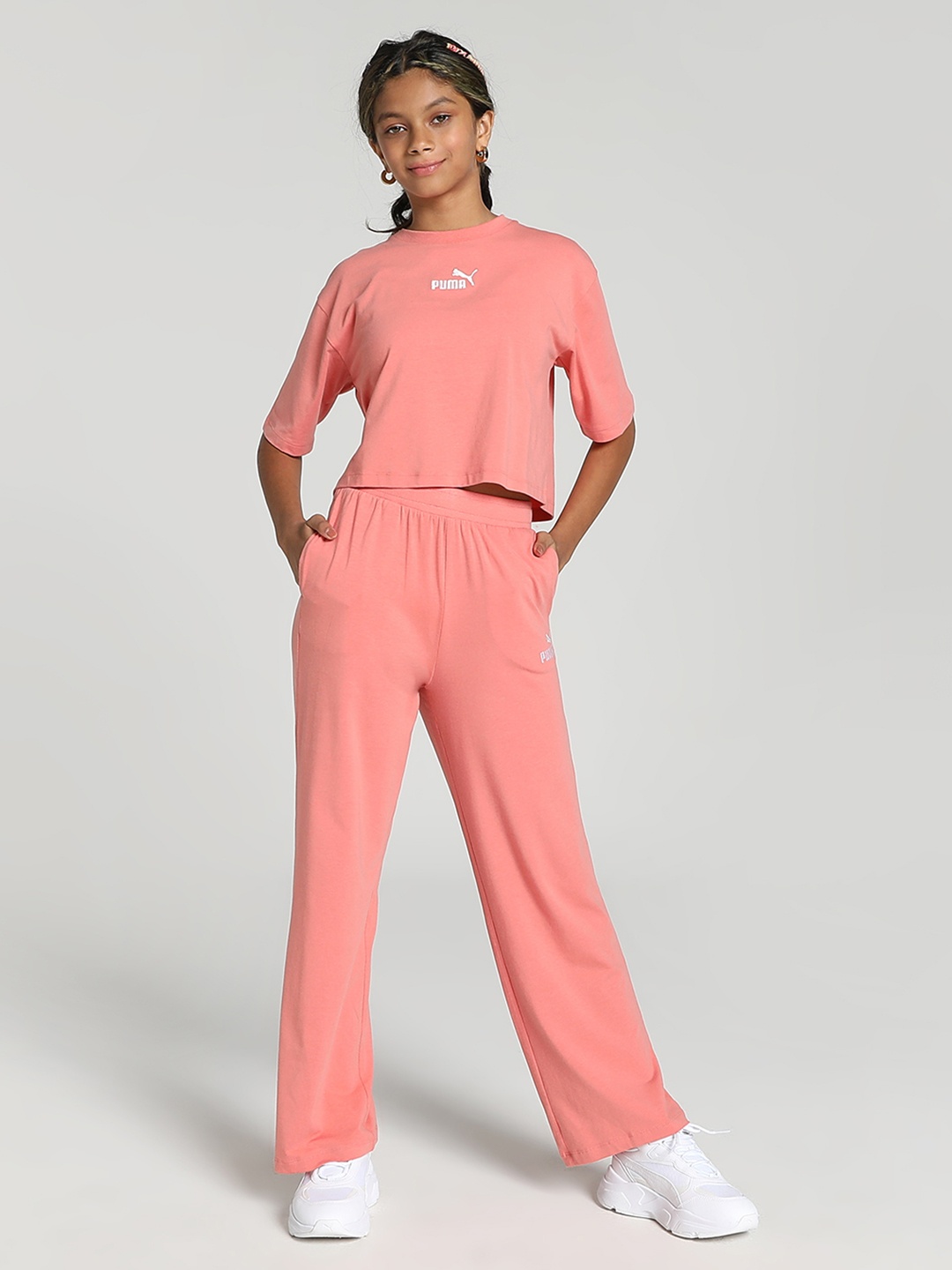 

Puma Girls Brand Logo Printed Clothing Set, Peach