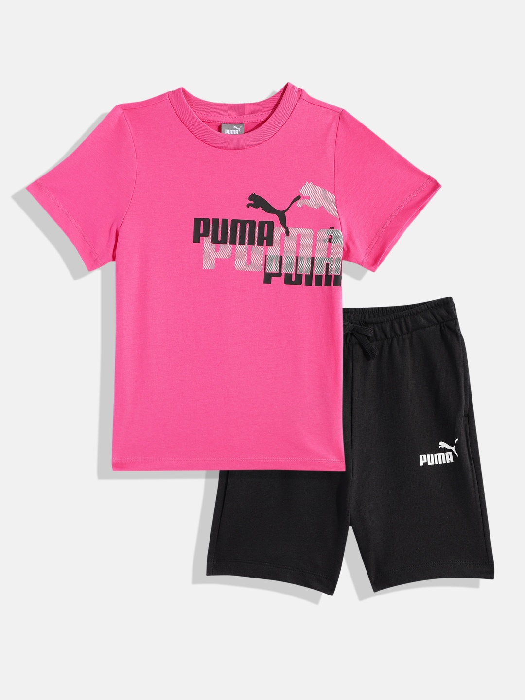 

Puma Kids Pure Cotton T-shirt with Shorts Set, Fuchsia