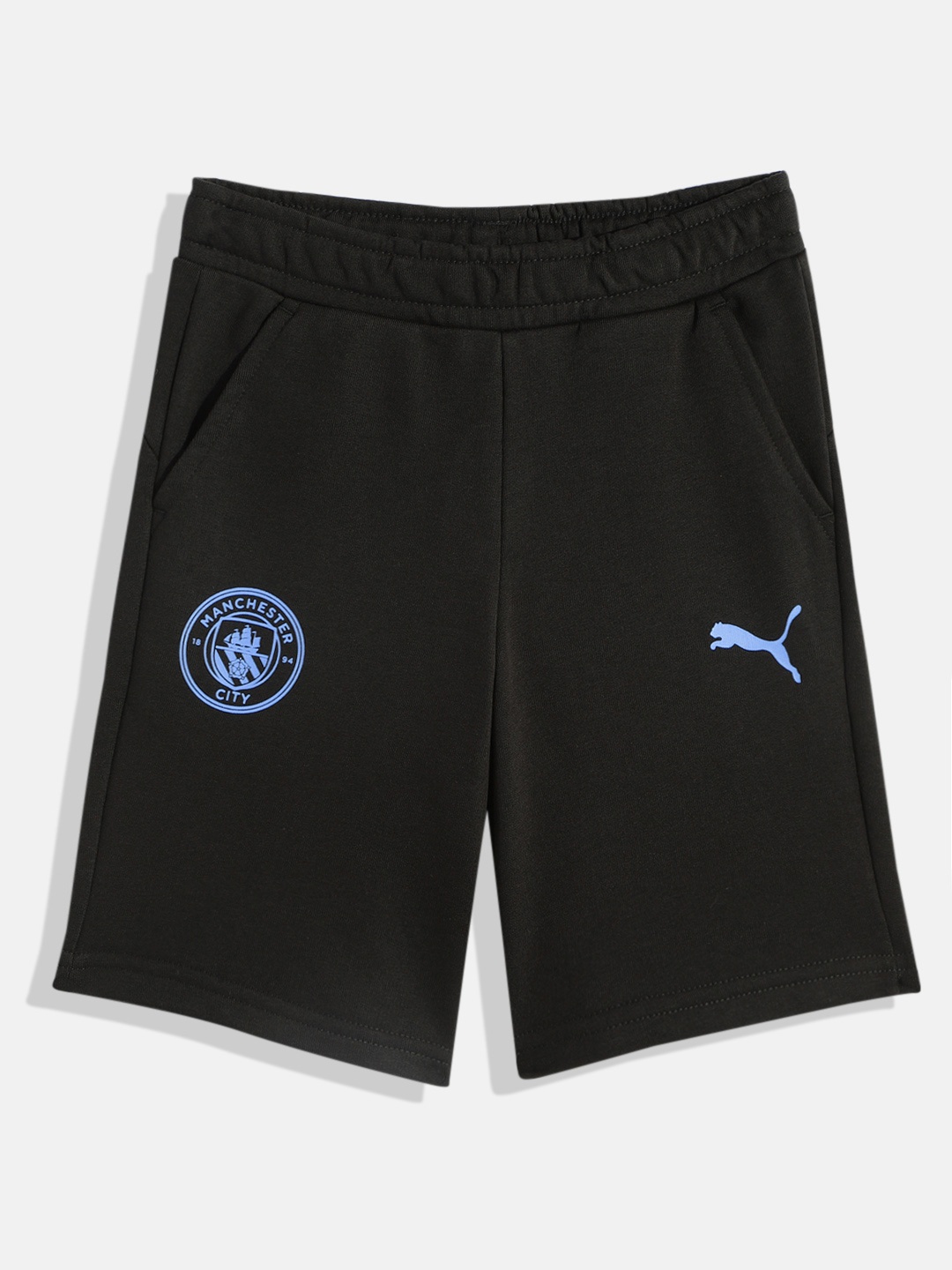 

Puma Boys Manchester City FC Printed Regular Fit Sports Sustainable Shorts, Black