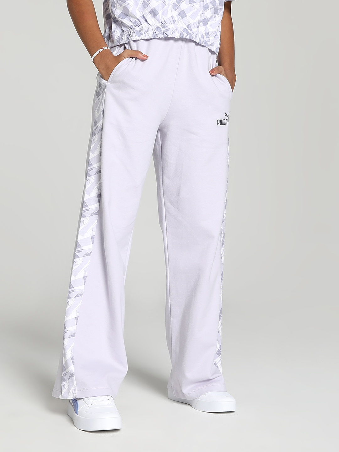 

Puma Girls Relaxed Fit Track Pants with Side Print, Lavender