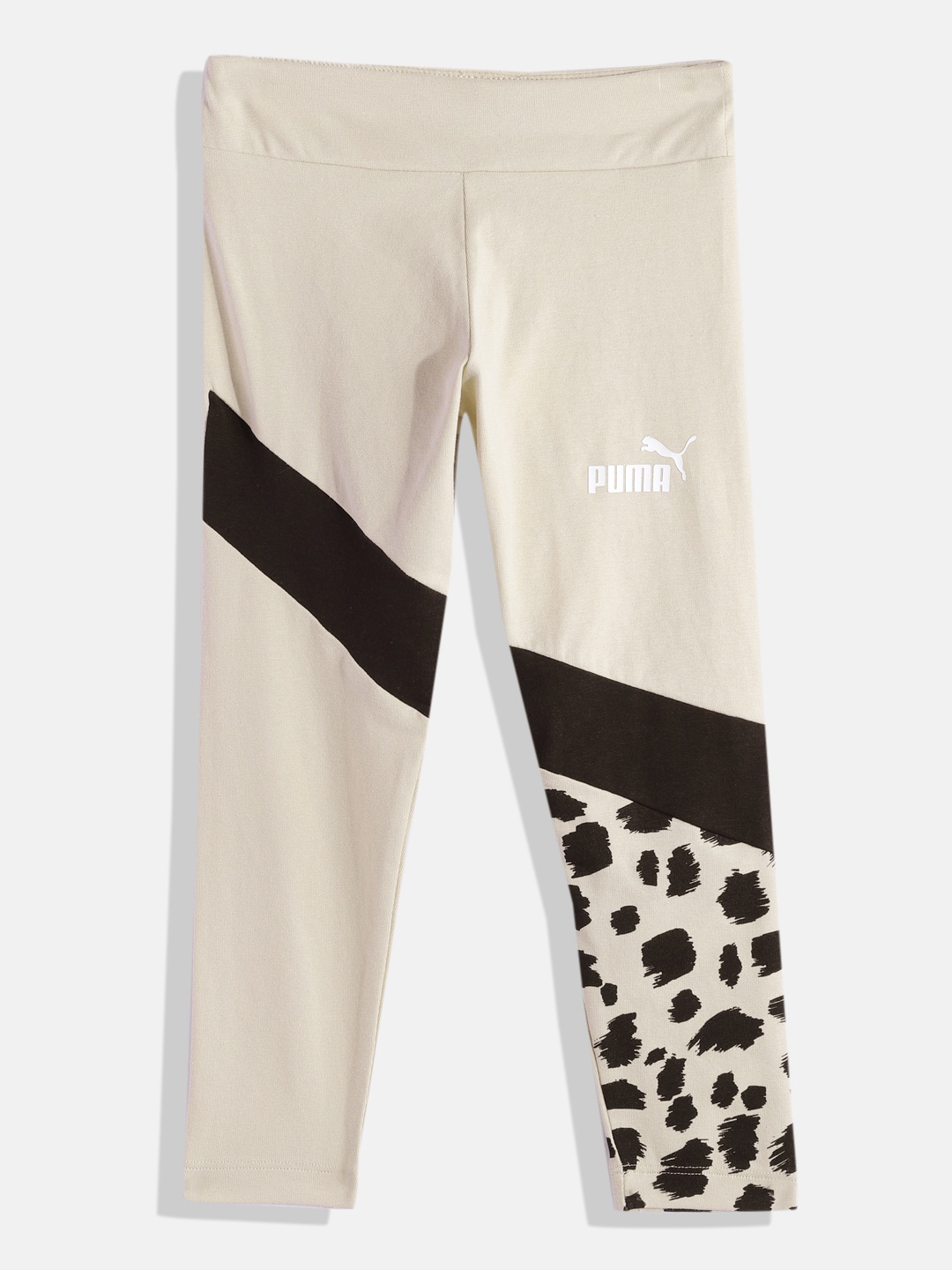 

Puma Girls Essential Printed Tights, Cream