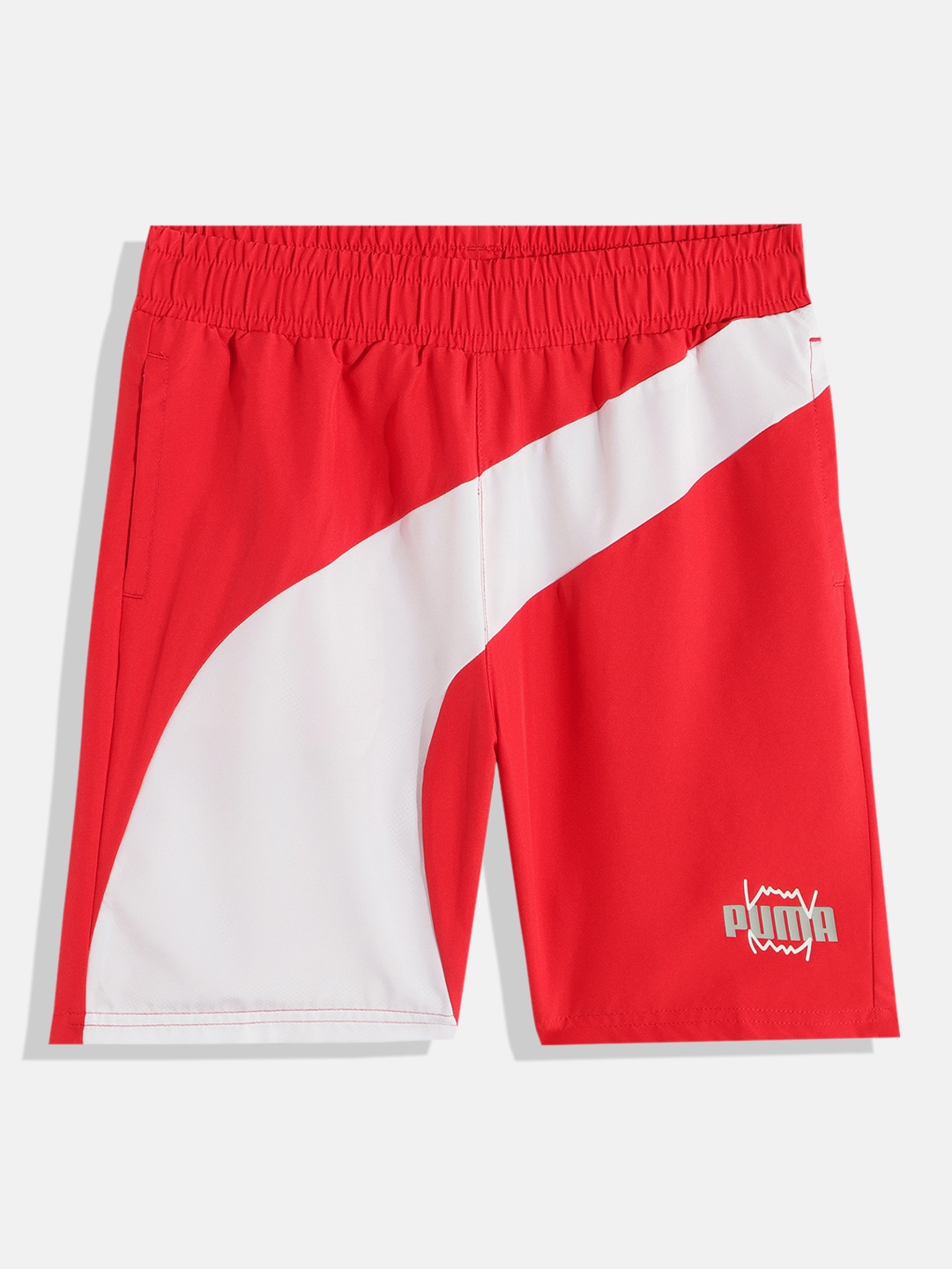 

Puma Boys Colourblocked Relaxed Fit Basketball Clyde Shorts, Red