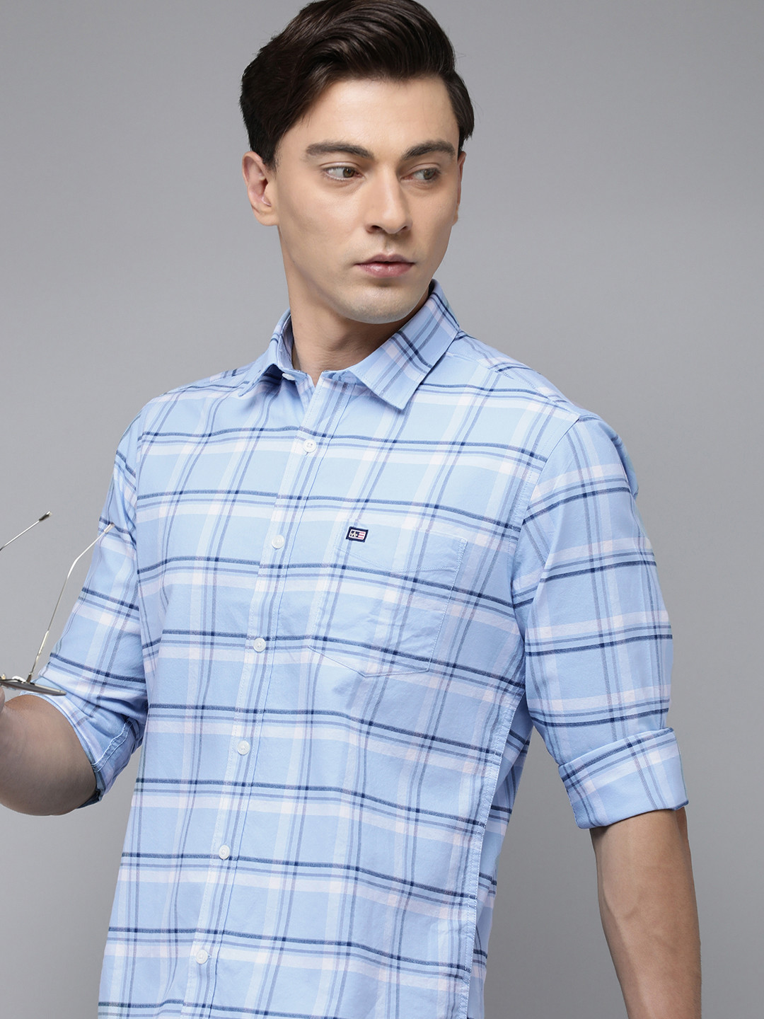 

Arrow Sport Men Pure Cotton Manhattan Slim Fit Tartan Checks Opaque Casual Shirt, Blue