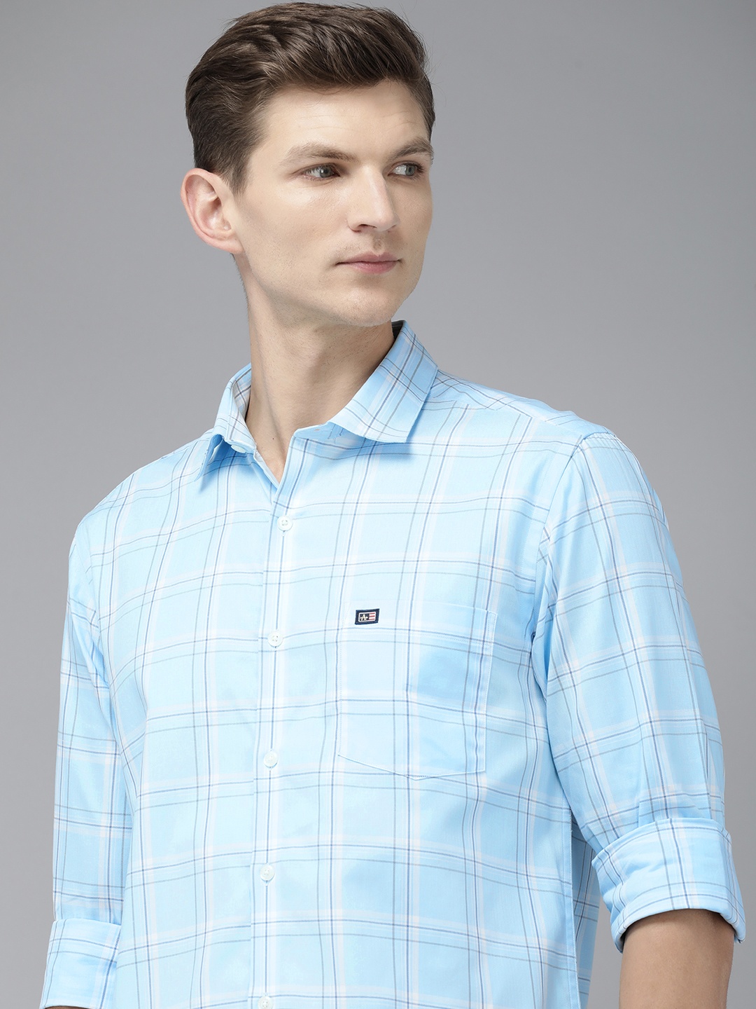 

Arrow Sport Slim Fit Checked Pure Cotton Casual Shirt, Blue