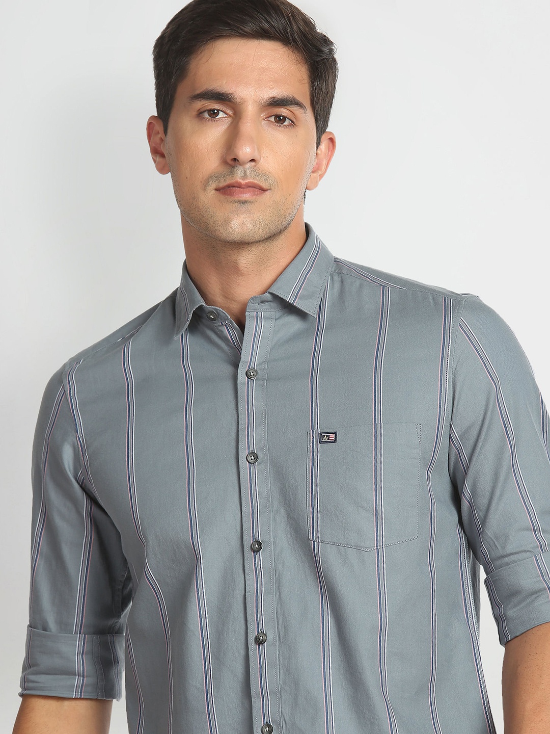 

Arrow Sport Slim Fit Striped Pure Cotton Casual Shirt, Grey