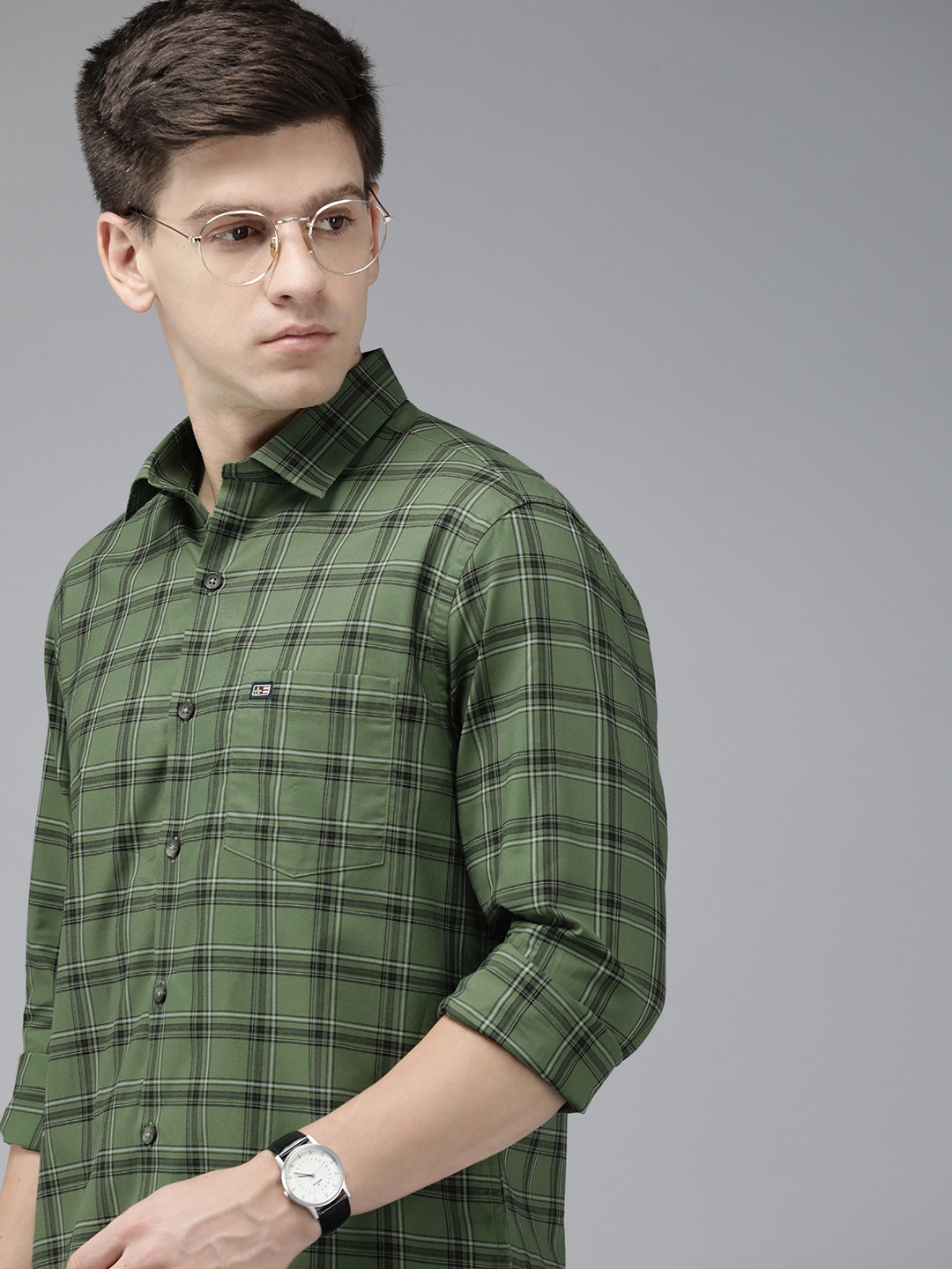 

Arrow Sport Manhattan Slim Fit Pure Cotton Checked Casual Shirt, Green