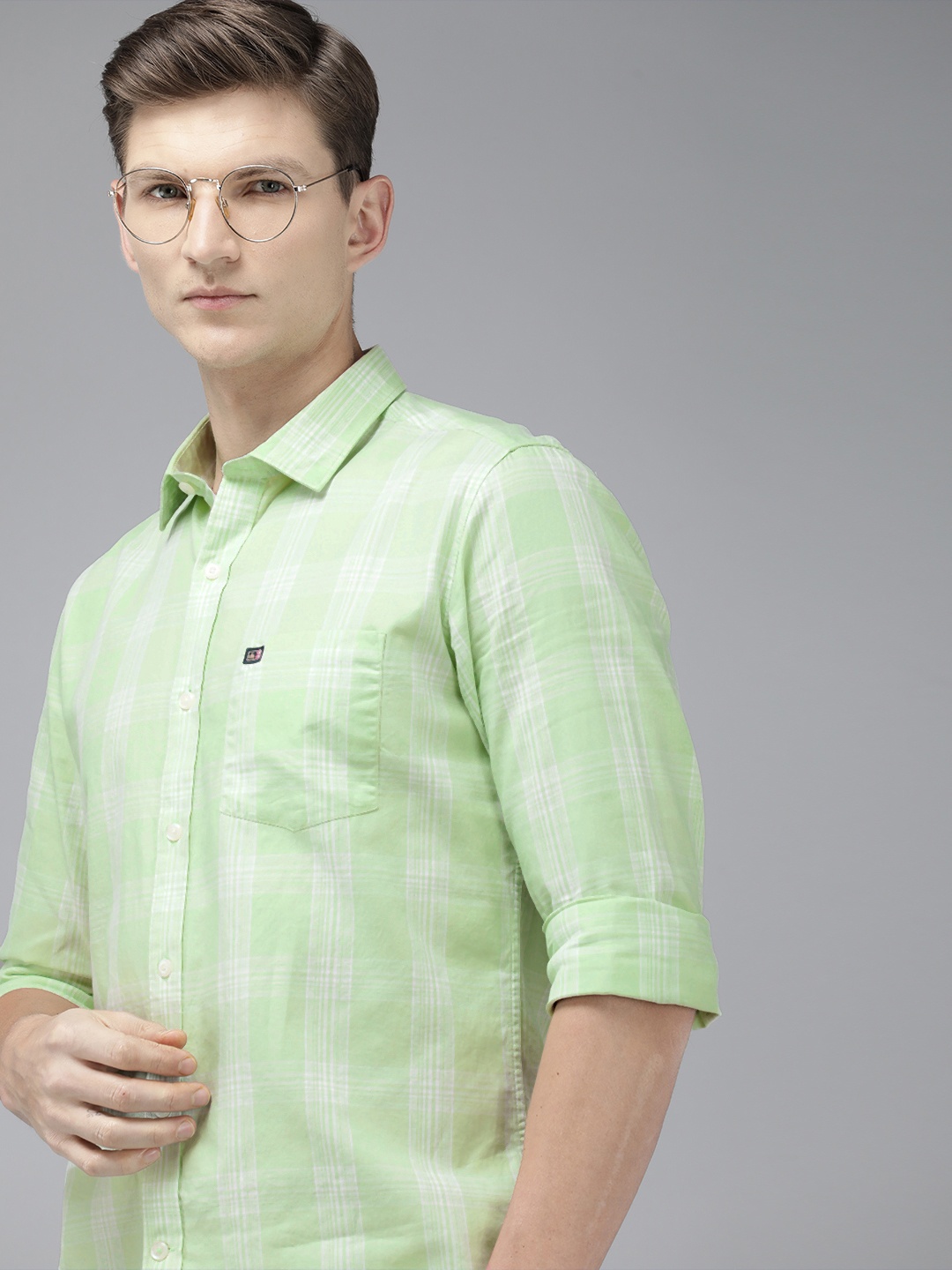 

Arrow Sport Manhattan Slim Fit Pure Cotton Checked Casual Shirt, Green