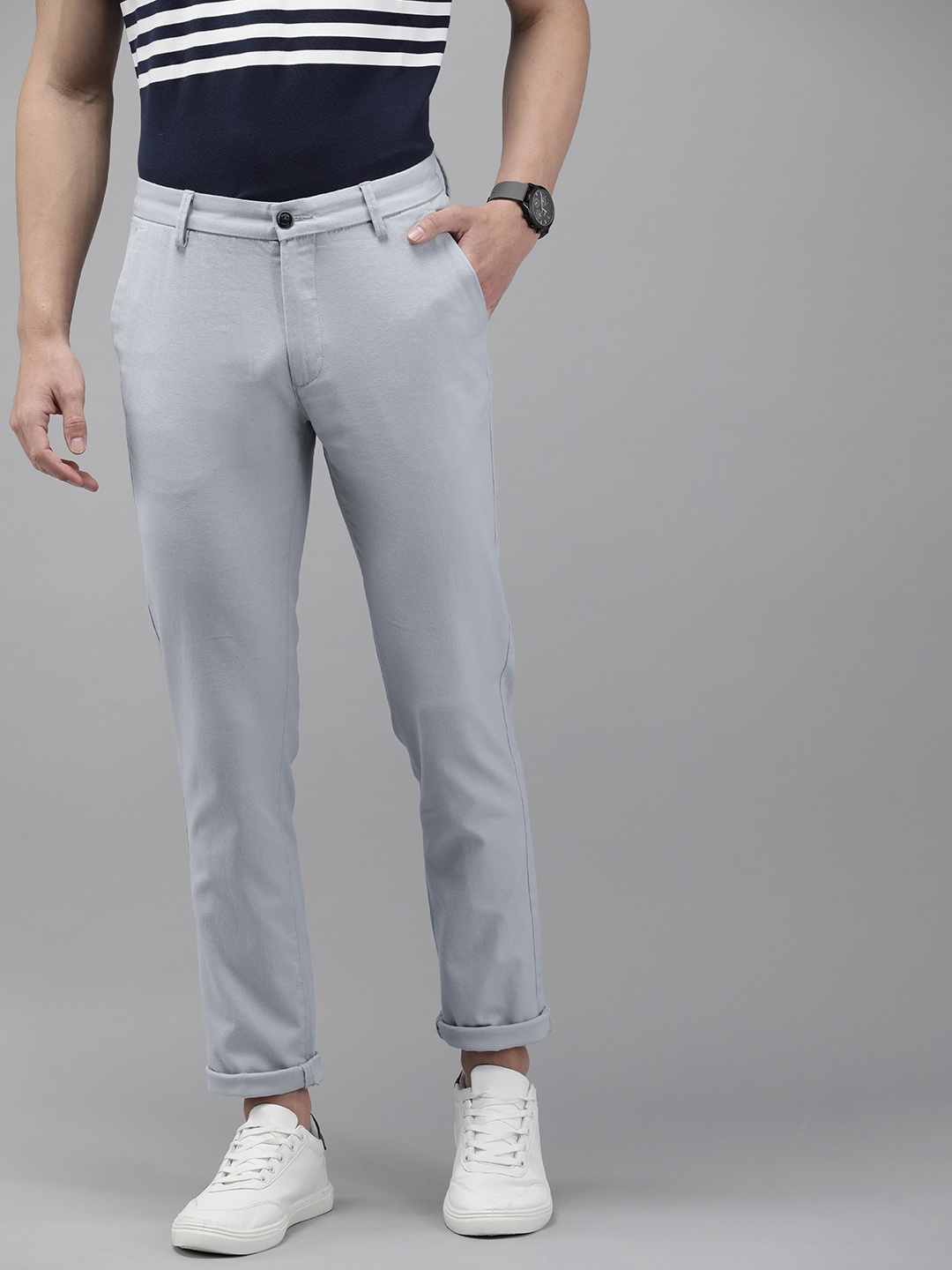 

Arrow Sport Men Skinny Fit Narrow Leg Low-Rise Jackson Fit Chinos Trousers, Grey