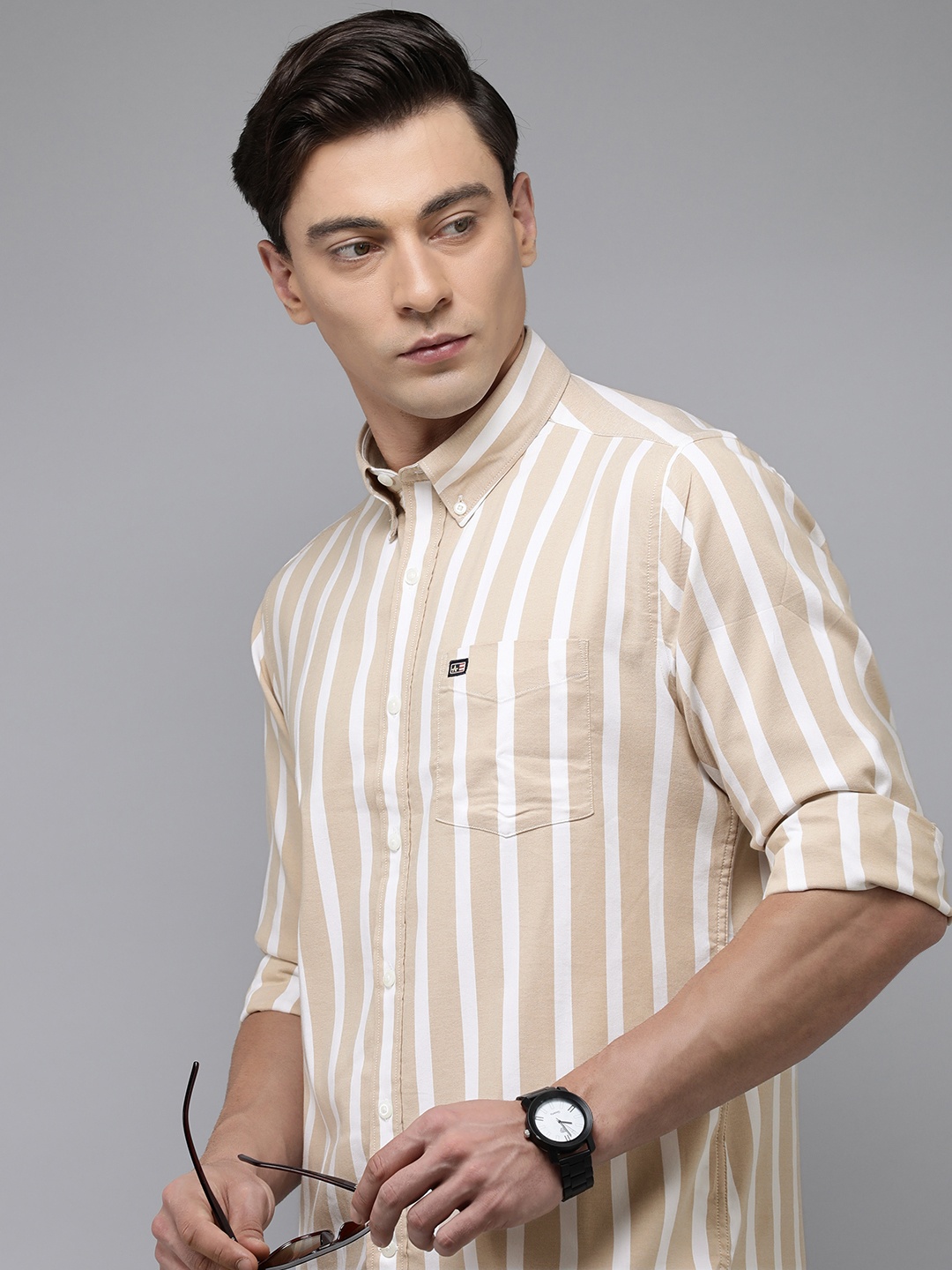 

Arrow Sport Manhattan Slim Fit Striped Casual Shirt, Beige