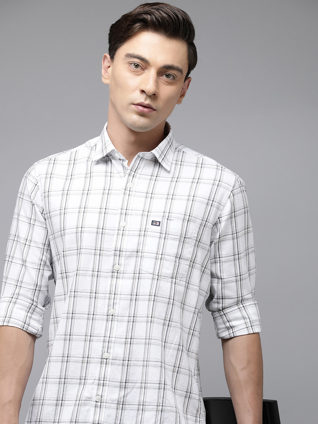 

Arrow Sport Manhattan Slim Fit Tartan Checked Pure Cotton Casual Shirt, White