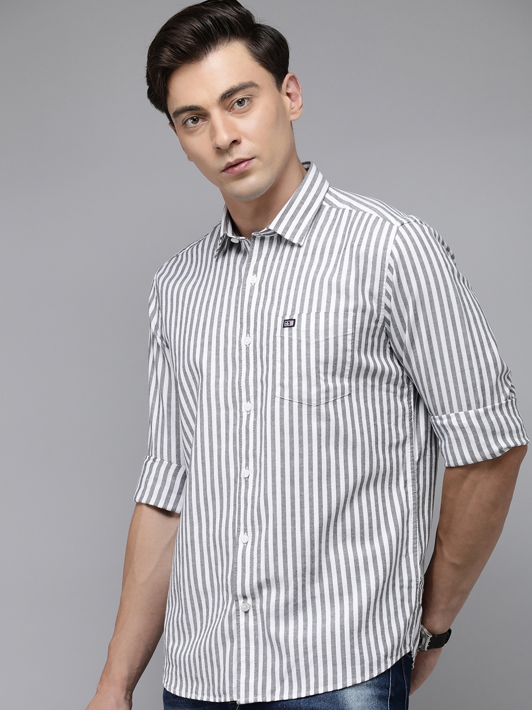 

Arrow Sport Men Pure Cotton Manhattan Slim Fit Striped Casual Shirt, White